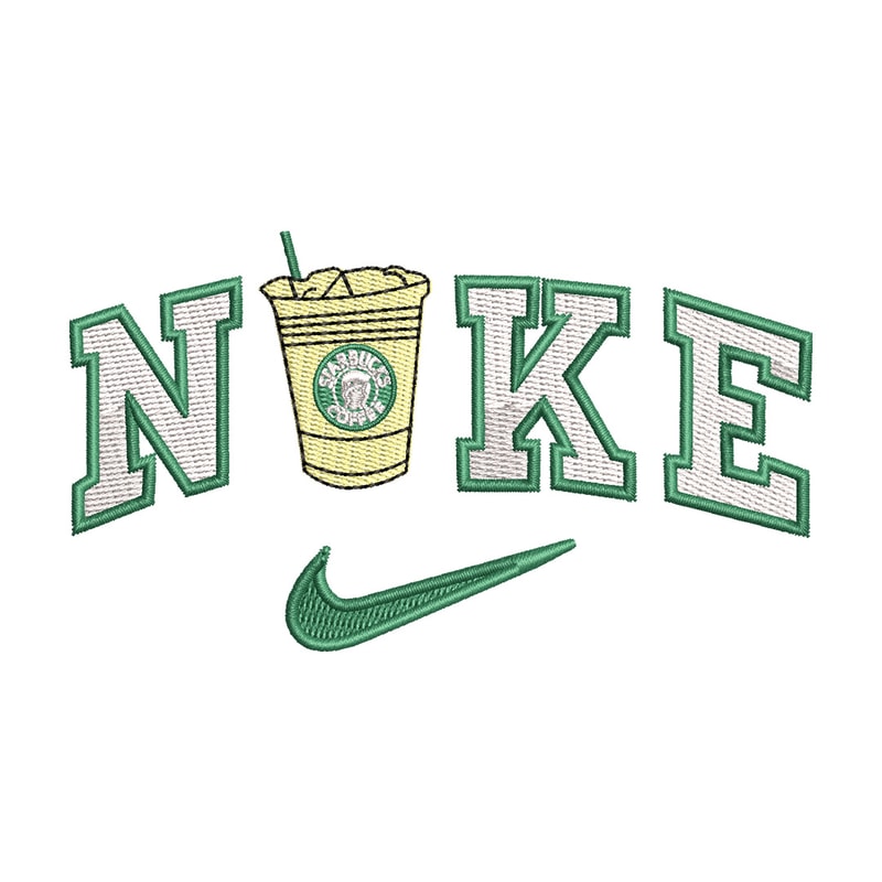 Nike coffee embroidery design, Starbuck embroidery, Nike design, Embroidery shirt, Embroidery file,Digital download.jpg