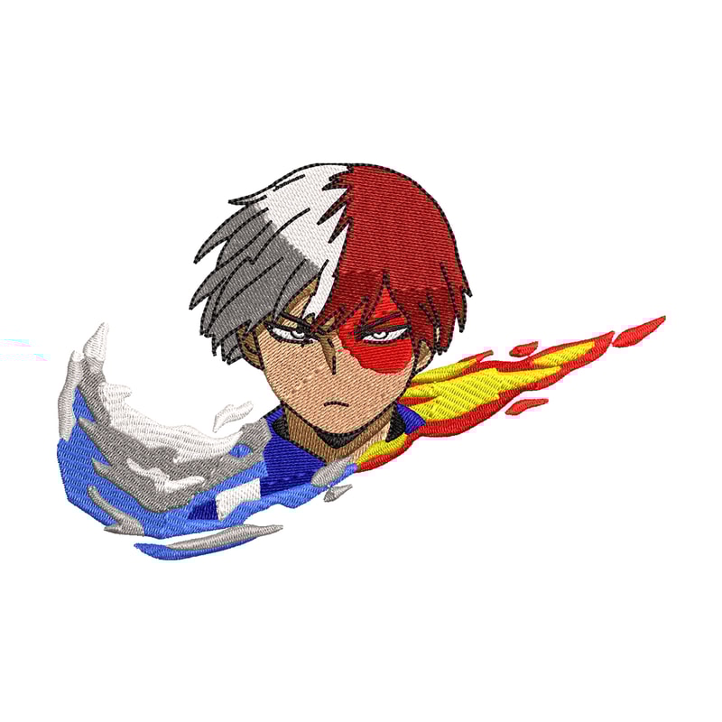 Todoroki Nike embroidery design, My hero academia embroidery, Nike design, anime design, anime shirt, Digital download.jpg
