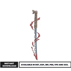 inosuke sword embroidery design, demon slayer embroidery, logo anime embroidery, embroidery file, digital download.