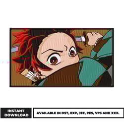 tanjiro anime embroidery design, demon slayer embroidery, logo anime embroidery, embroidery file, digital download.