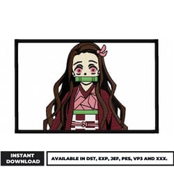 nezuko kamado embroidery design, demon slayer embroidery, logo anime embroidery, embroidery file, digital download.