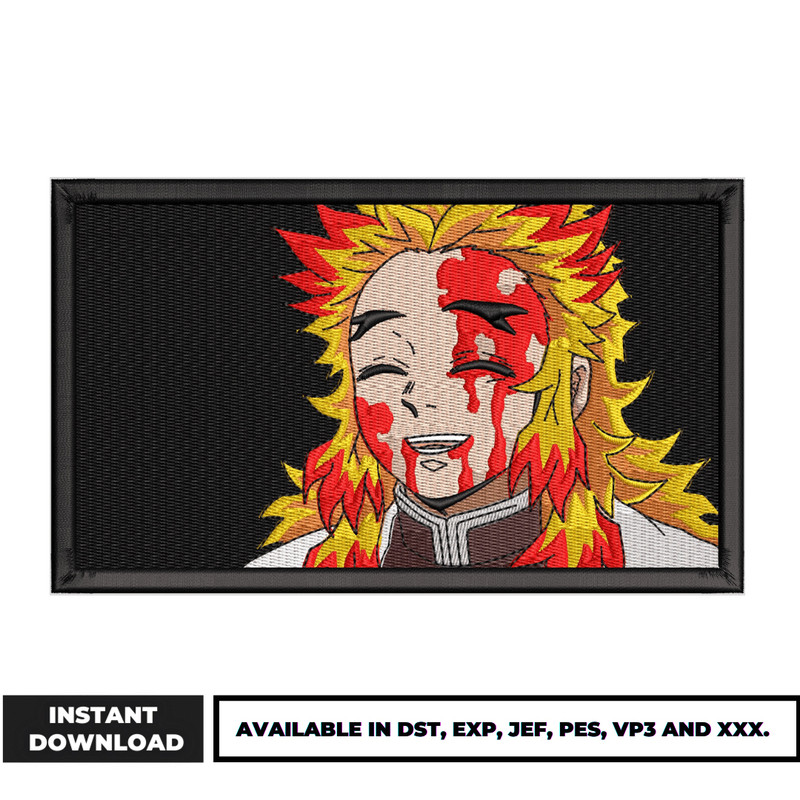 Rengoku hurt embroidery design