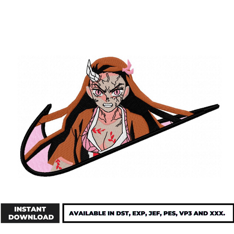 Nezuko demon nike embroidery design