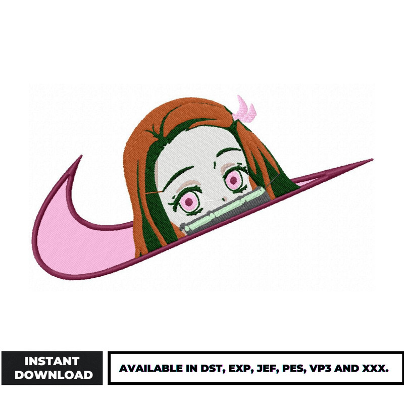 Nezuko face nike embroidery design