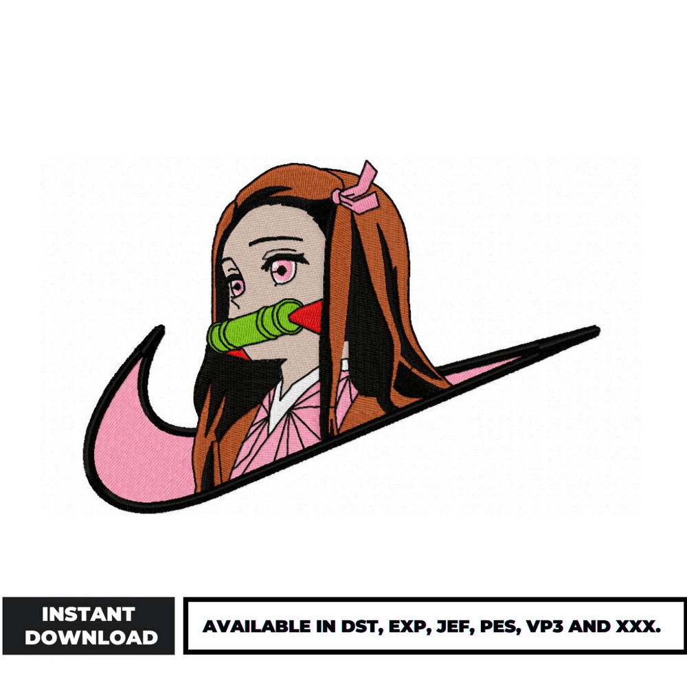 Nezuko kamado nike embroidery design