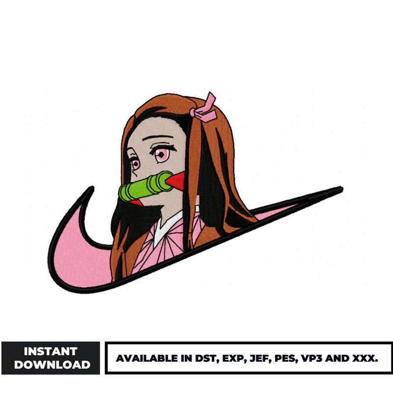 Nezuko kamado nike embroidery design