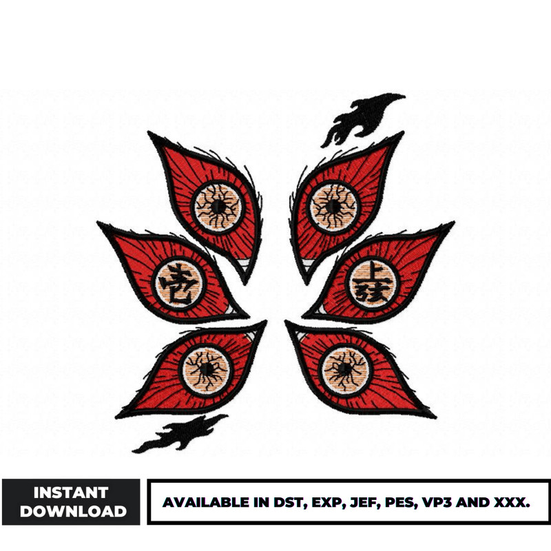 Kokushibo six eyes embroidery design