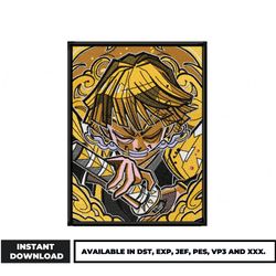 zenitsu thunder embroidery design, demon slayer embroidery, anime embroidery, embroidery file, digital download.