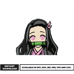 nezuko portrait embroidery design, demon slayer embroidery, anime embroidery, embroidery file, digital download.