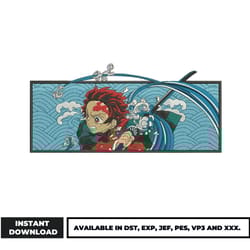 tanjiro water embroidery design, demon slayer embroidery, logo anime embroidery, embroidery file, digital download.