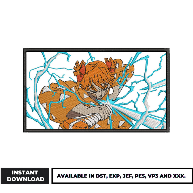 Zenitsu agatsuma thunder embroidery design