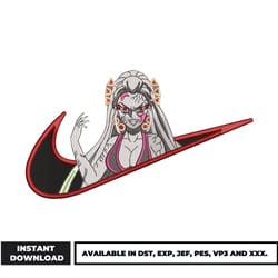 daki logo nike embroidery design, demon slayer embroidery, anime embroidery, embroidery file, digital download.
