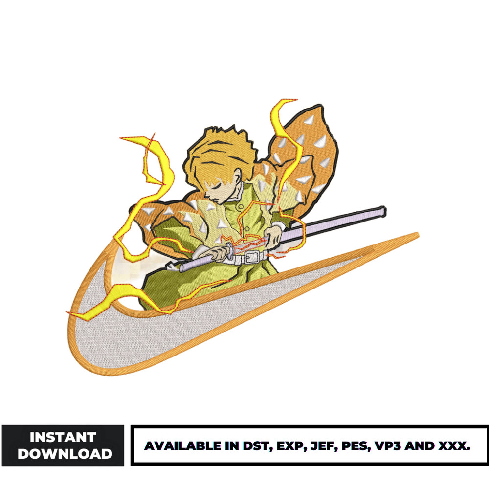 Swoosh Zenitsu Agatsuma embroidery design