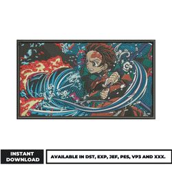 tanjiro rectangle embroidery design, demon slayer embroidery, anime embroidery, embroidery file, instant download.