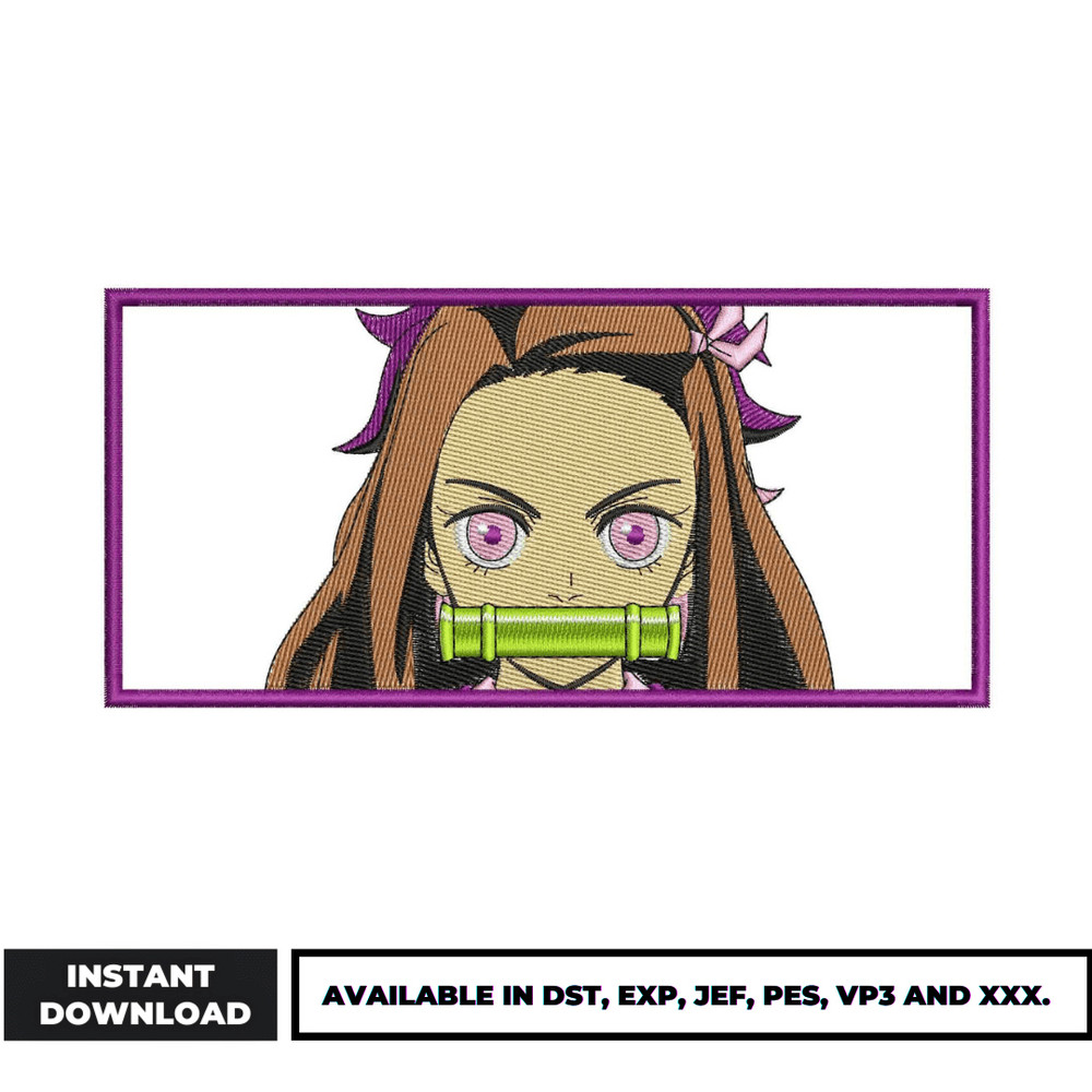 Nezuko face embroidery design