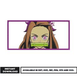 nezuko face embroidery design, demon slayer embroidery, anime embroidery, embroidery file, digital download.