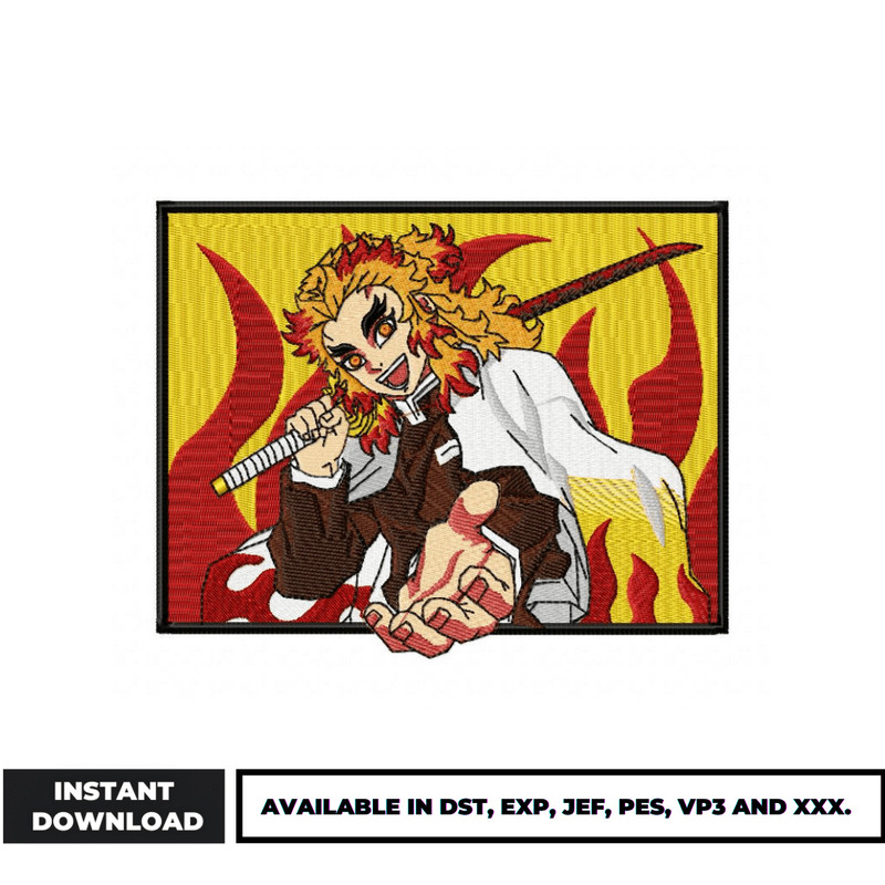 Kyojuro Rengoku embroidery design