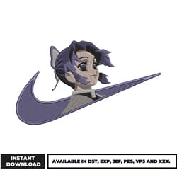 swoosh shinobu embroidery design, demon slayer embroidery, logo anime embroidery, embroidery file, digital download.