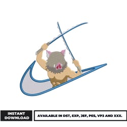 hashibira inosuke nike embroidery design, demon slayer embroidery, anime embroidery, embroidery file, digital download.