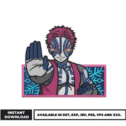akaza hand embroidery design, demon slayer embroidery, anime embroidery, embroidery file, digital download.