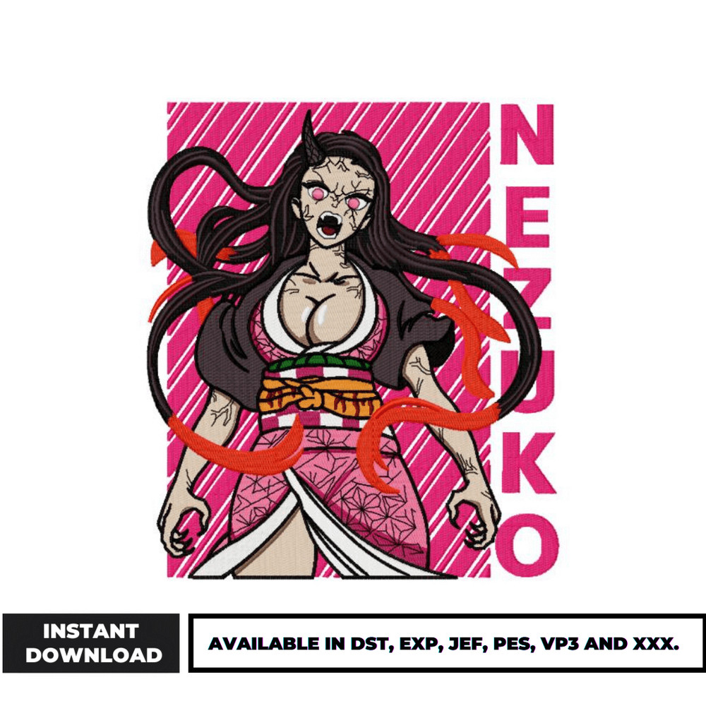 Nezuko Demon embroidery design