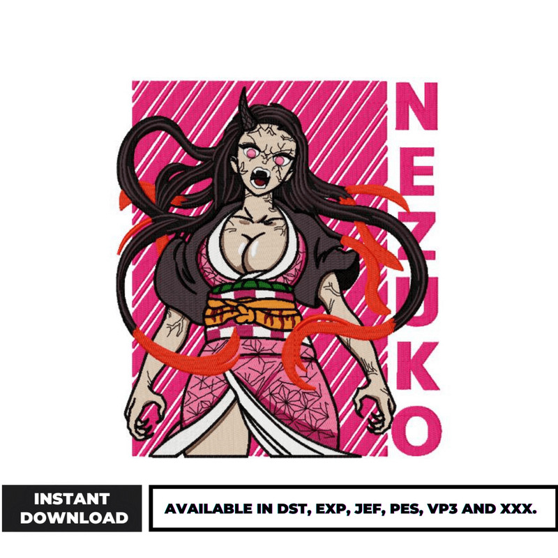 Nezuko Demon embroidery design
