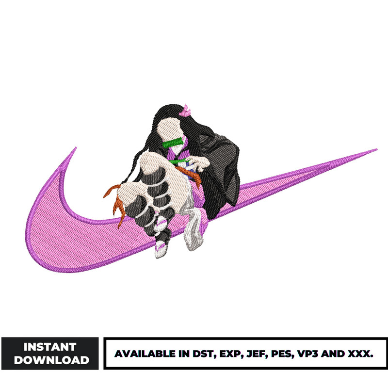 Nezuko Swoosh embroidery design