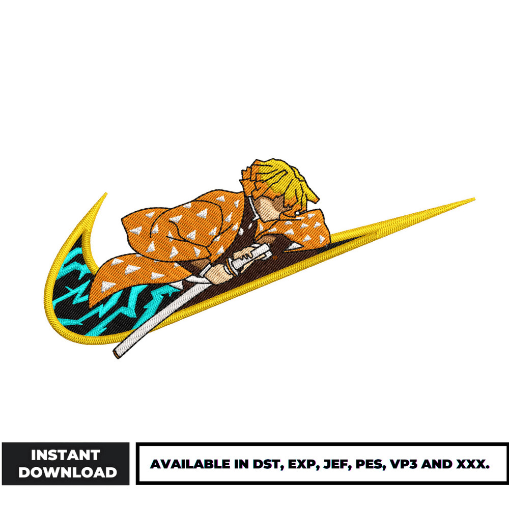 Zenitsu lightning Swoosh embroidery design