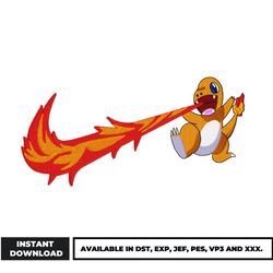 charmander logo nike embroidery design, pokemon embroidery, anime embroidery, embroidery file, digital download.