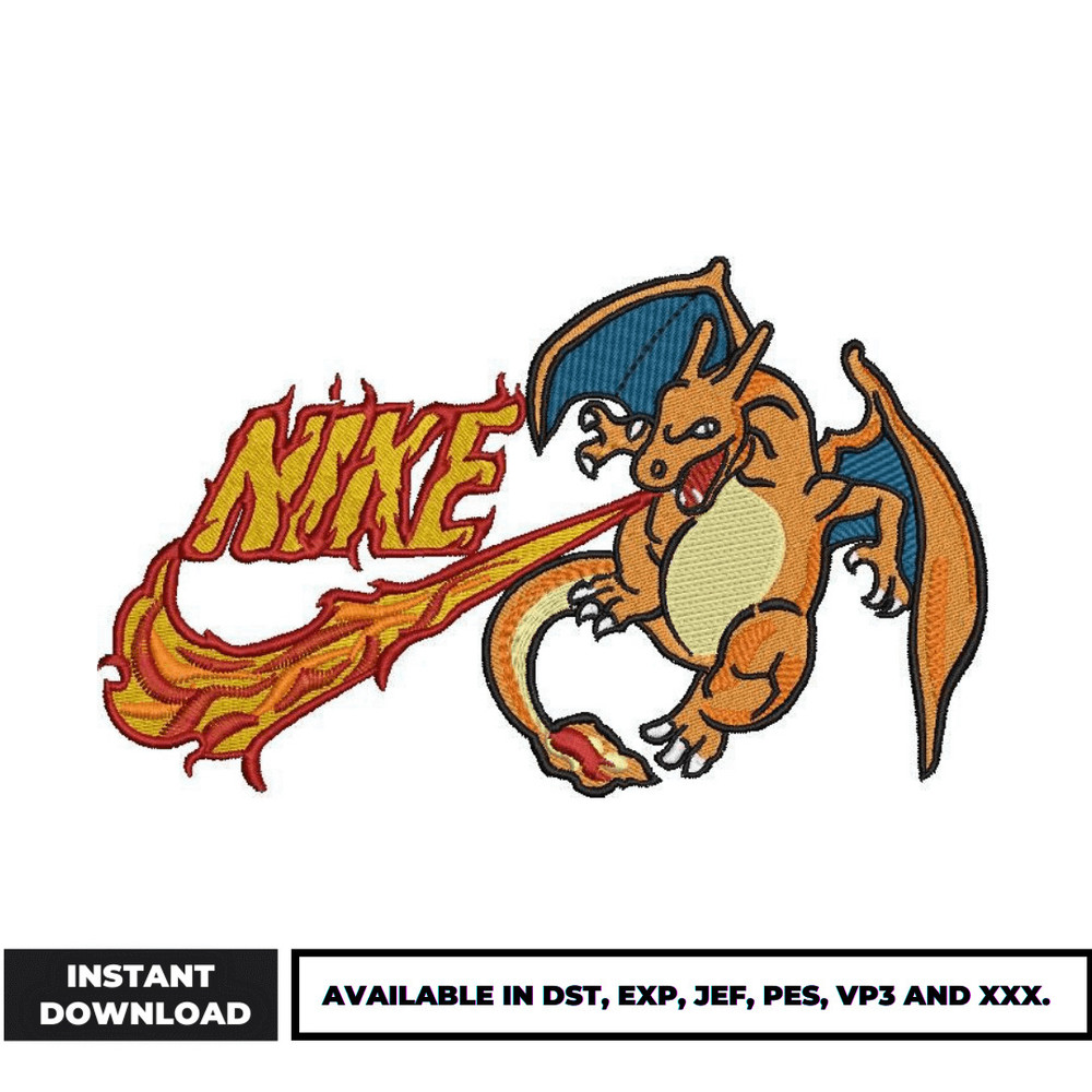 Charizard nike embroidery design
