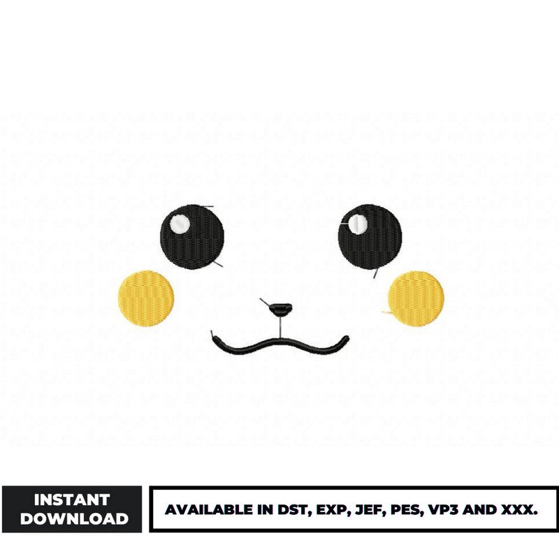 Pikachu face embroidery design