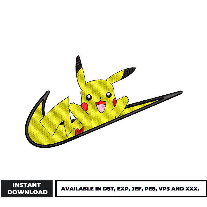 Pikachu Swoosh embroidery design