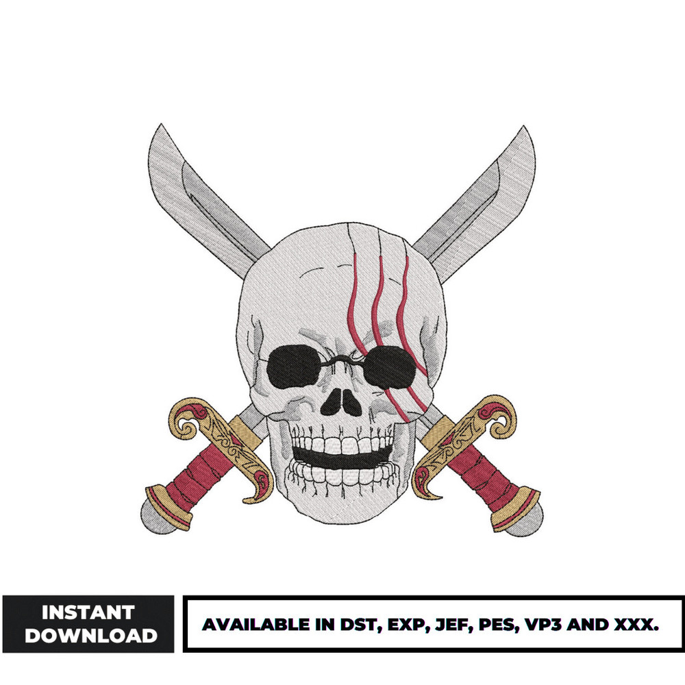 Skull Shanks Logo embroidery design