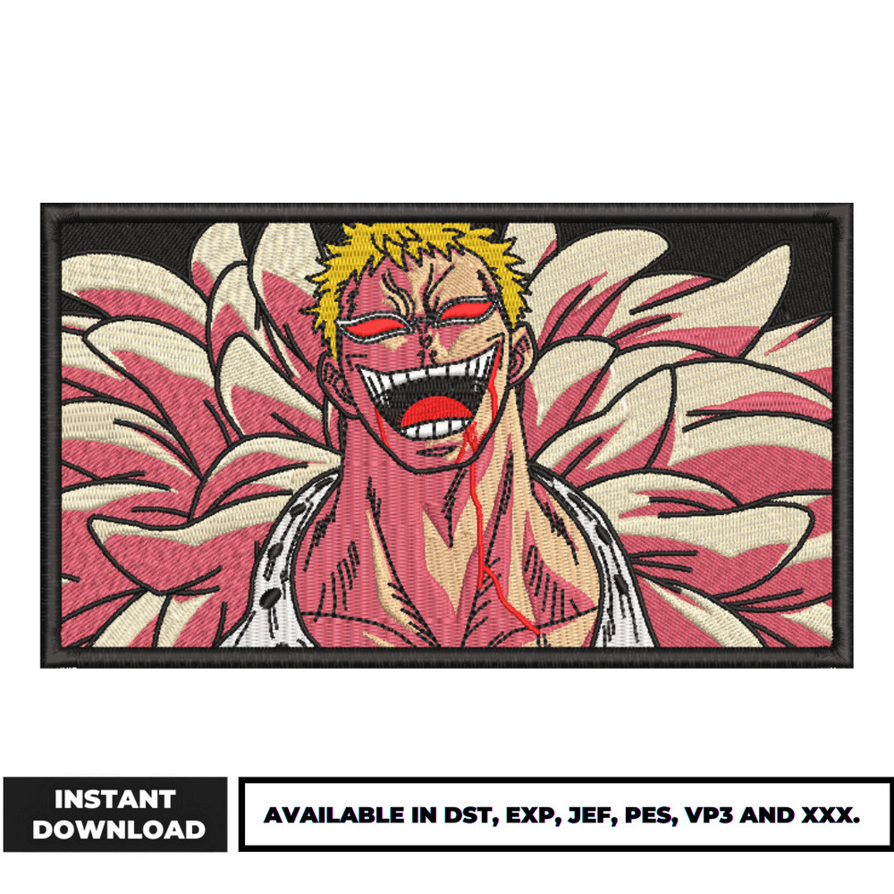 Doflamingo laugh embroidery design