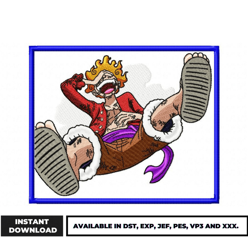 Luffy gear 5 laugh embroidery design