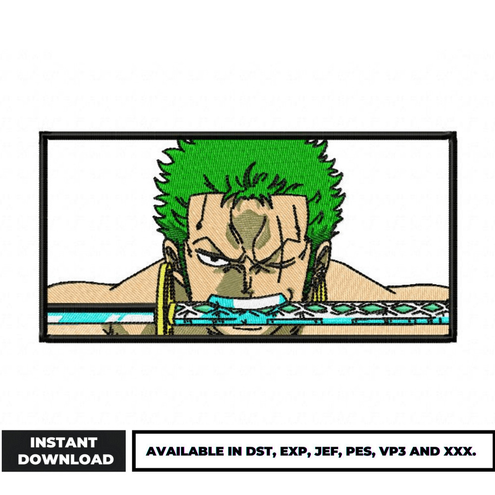 Roronoa Zoro sword face embroidery design