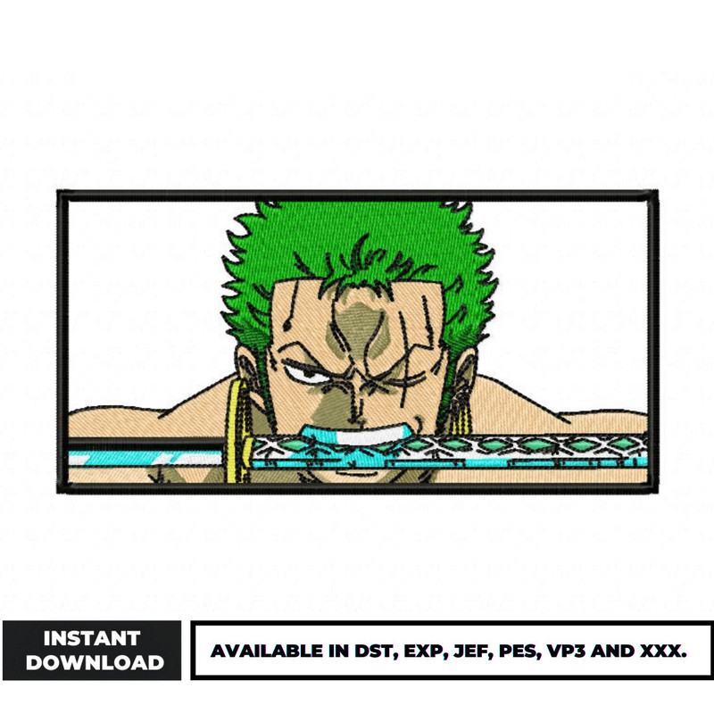 Roronoa Zoro sword face embroidery design