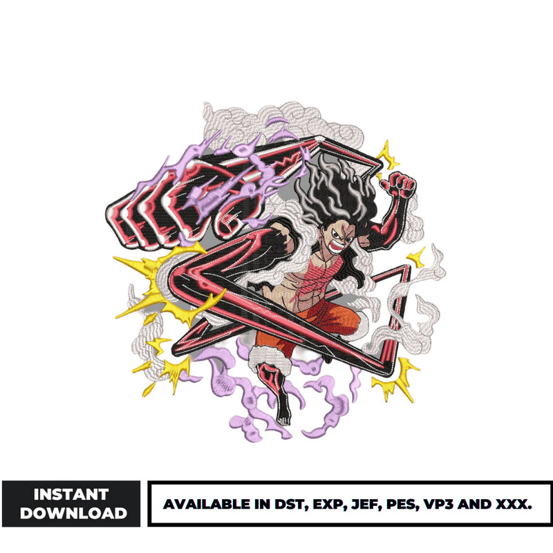 Luffy Gear4 embroidery design