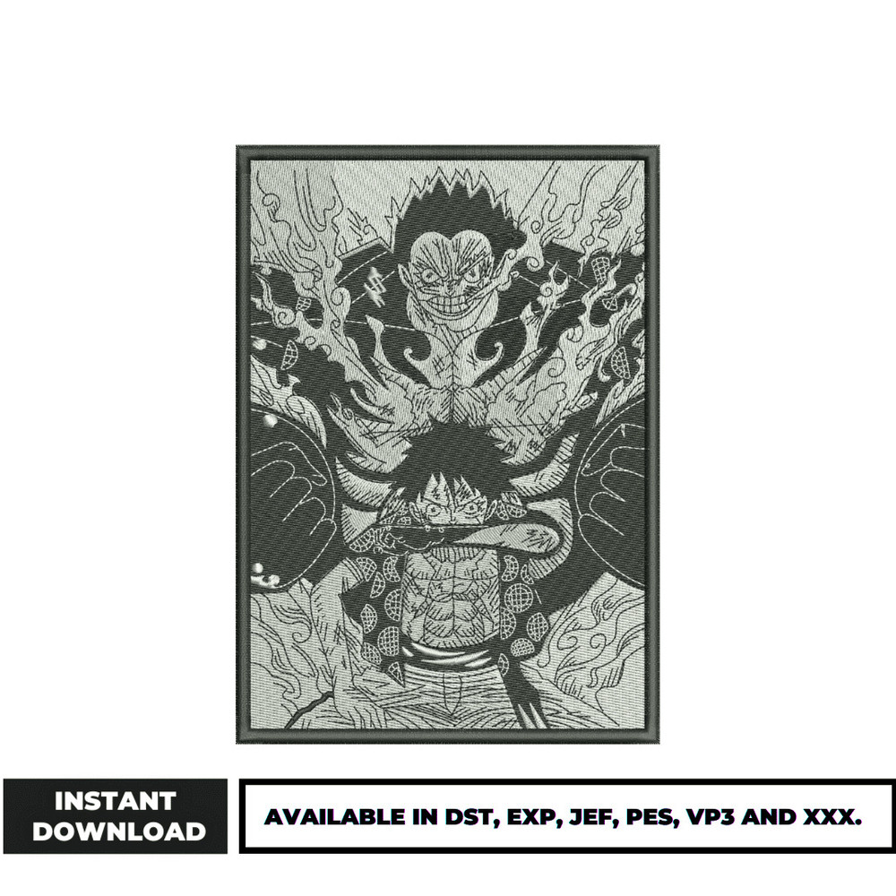 Luffy gear fourth embroidery design
