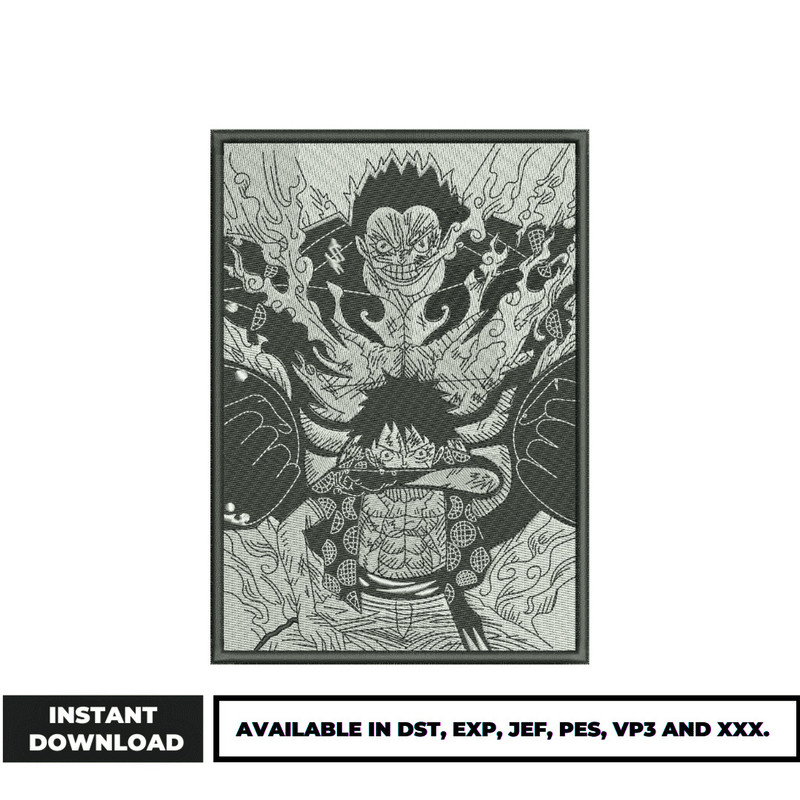 Luffy gear fourth embroidery design