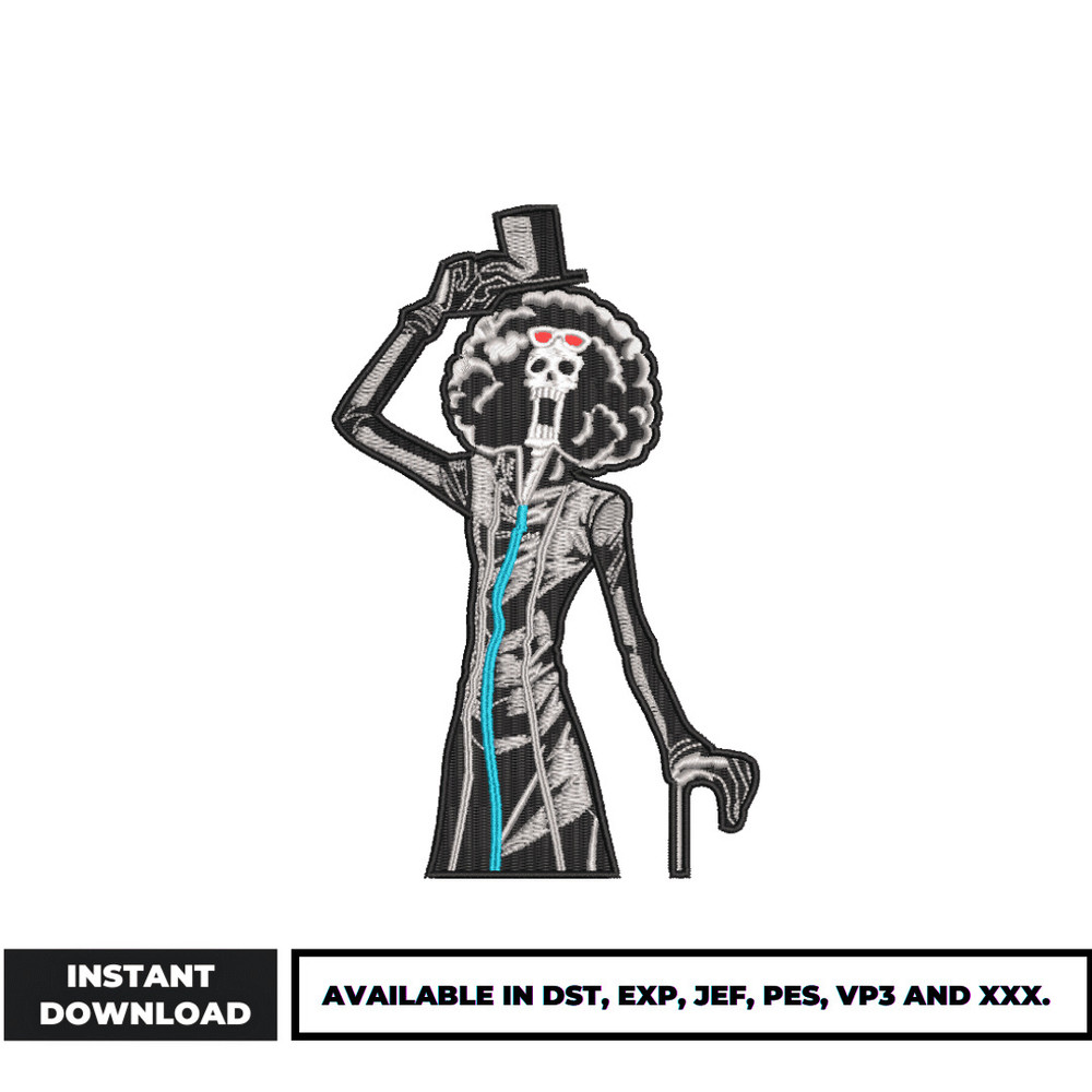 Brook anime embroidery design