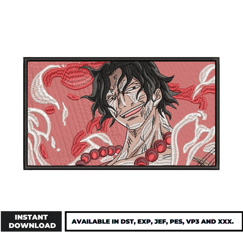 Portgas D. Ace face embroidery design