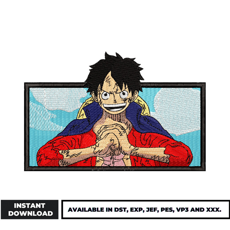 Luffy Boxed embroidery design