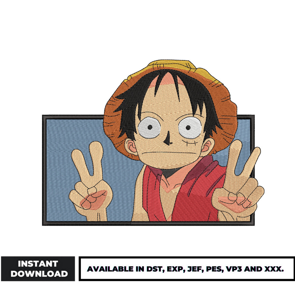 Monkey D. Luffy selfie embroidery design