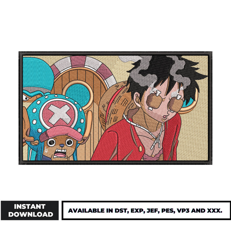 Luffy and chopper embroidery design