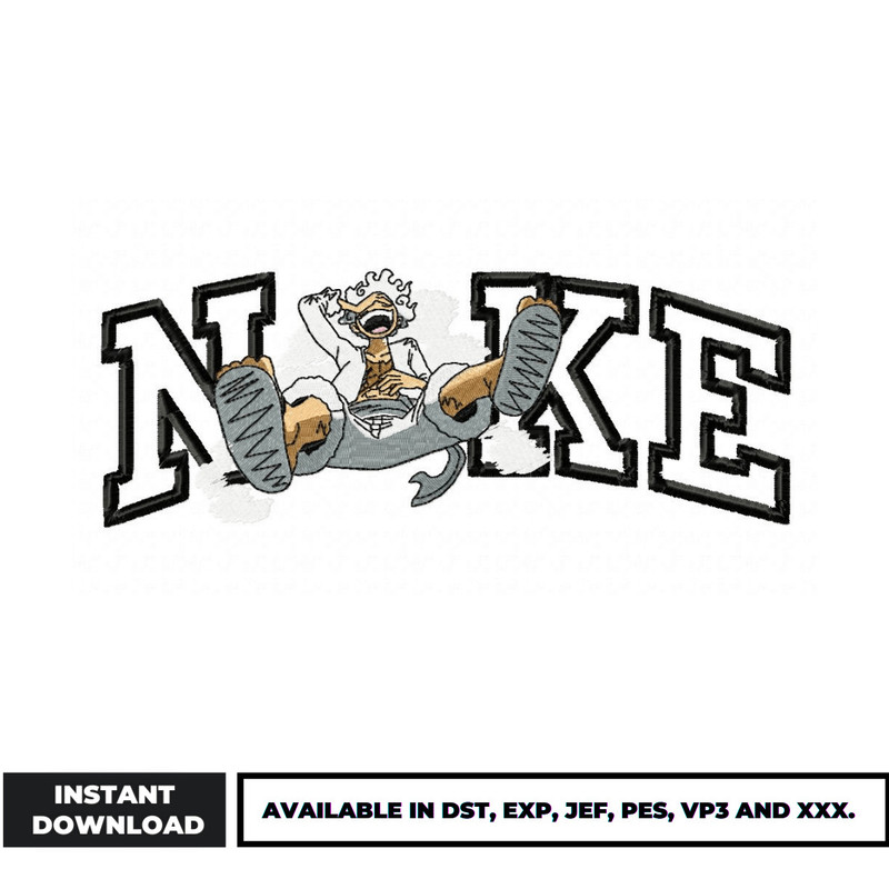 Luffy Gear 5 logo Nike embroidery design