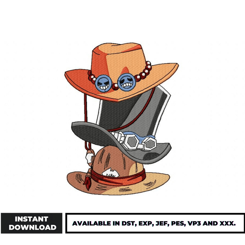 Hat one piece embroidery design