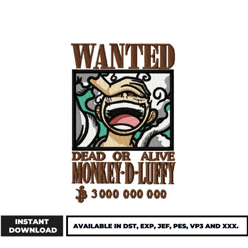 Wanted gear 5 embroidery design