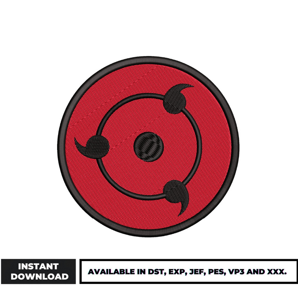 Sharingan 3 Tomoe embroidery design