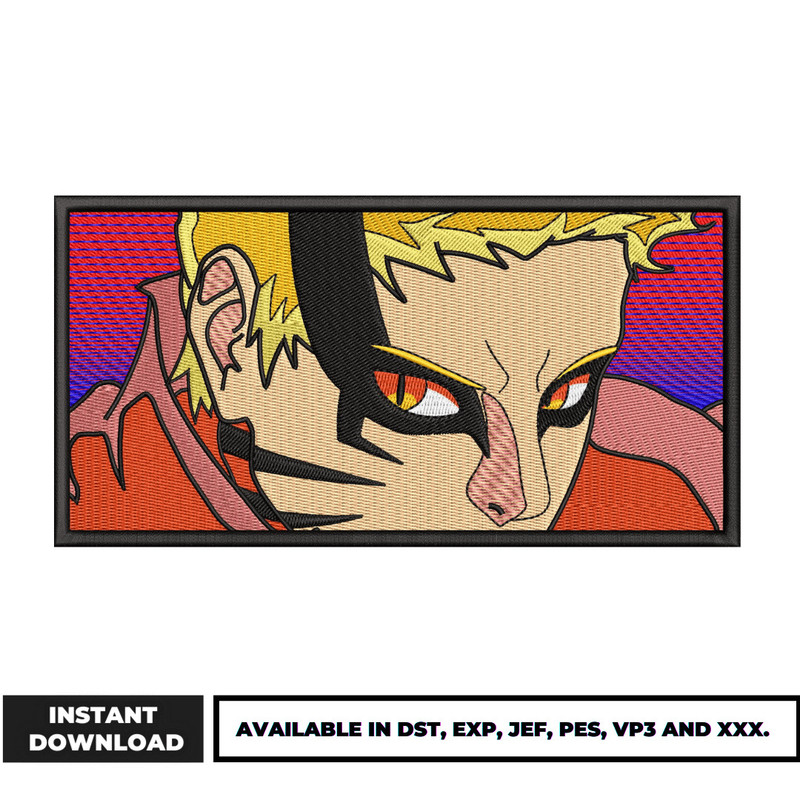 Naruto face embroidery design